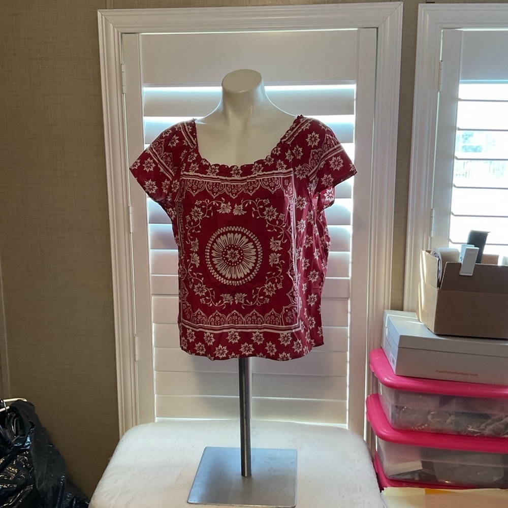 Talbots Red Floral Blouse